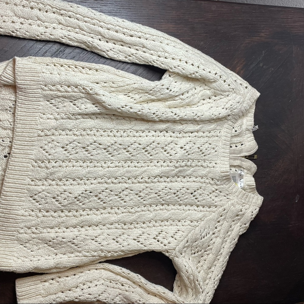 White with gold accents knitted sweater